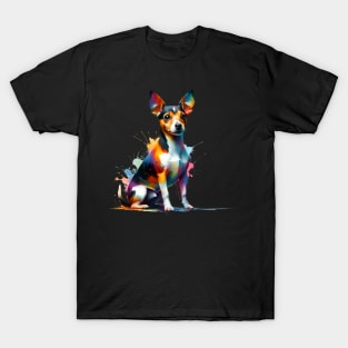 Rat Terrier in Vivid Abstract Splashed Paint T-Shirt